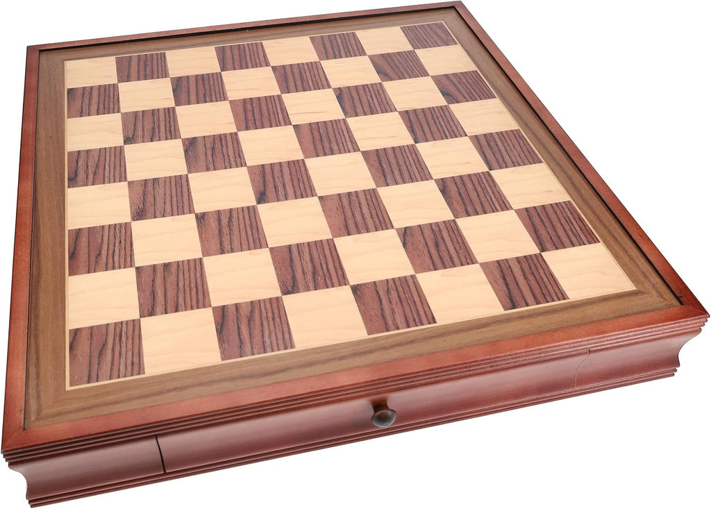 Deluxe Wooden Chess Board with Storage Drawers - Camphor Wood 19 in., Luxury Chess Set & Checkers for Adults