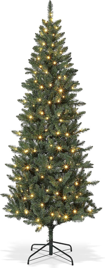 Pre Lit Slim Artificial Christmas Tree with Dual Color Lights