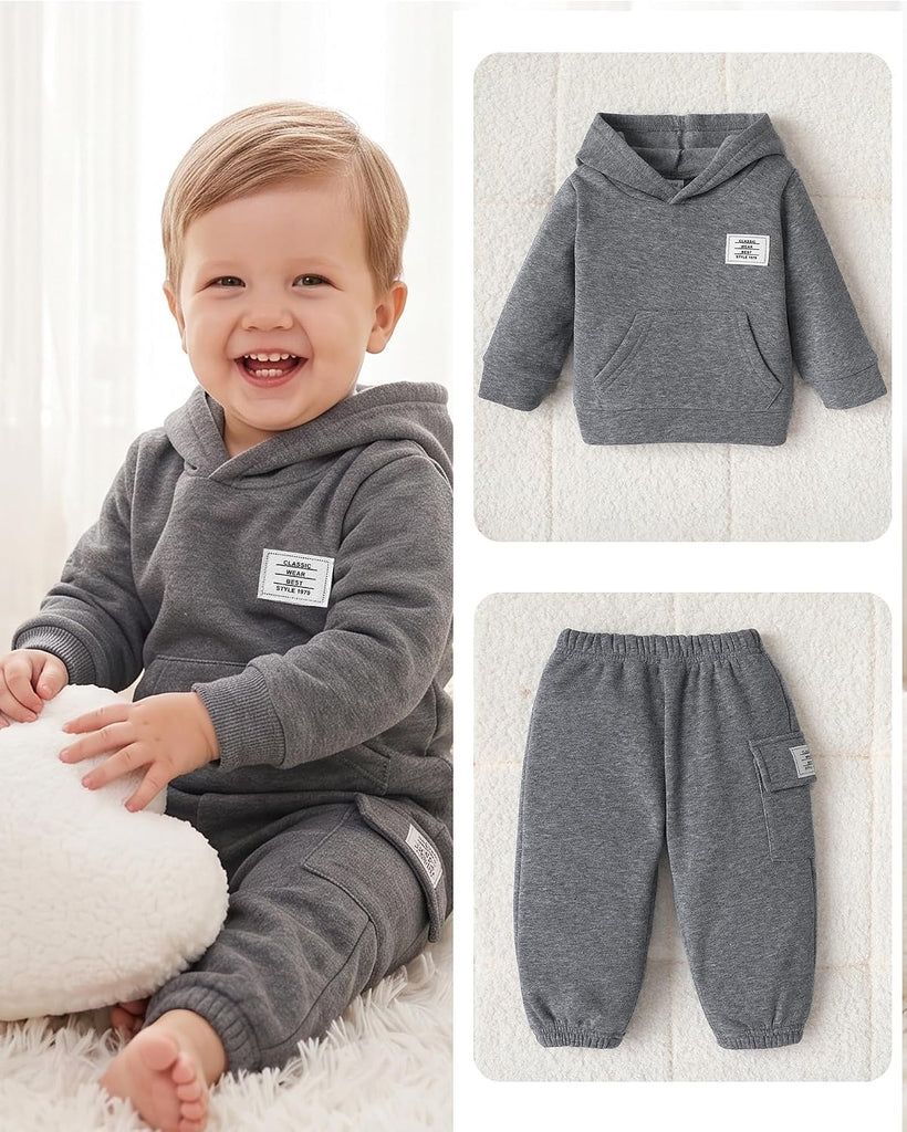 Toddler Baby Boy Clothes Long Sleeve Hoodie Sweatshirt Solid Sweatsuit Jogger Set Infant Boys Fall Winter Outfit