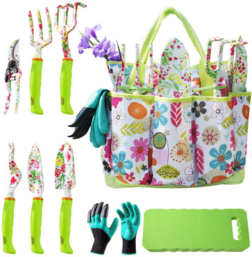 Garden Tool Set, Cute Gardening Gifts for Women, Birthday Gifts for Mom, Heavy Duty Tool Kit with Gloves, Garden
