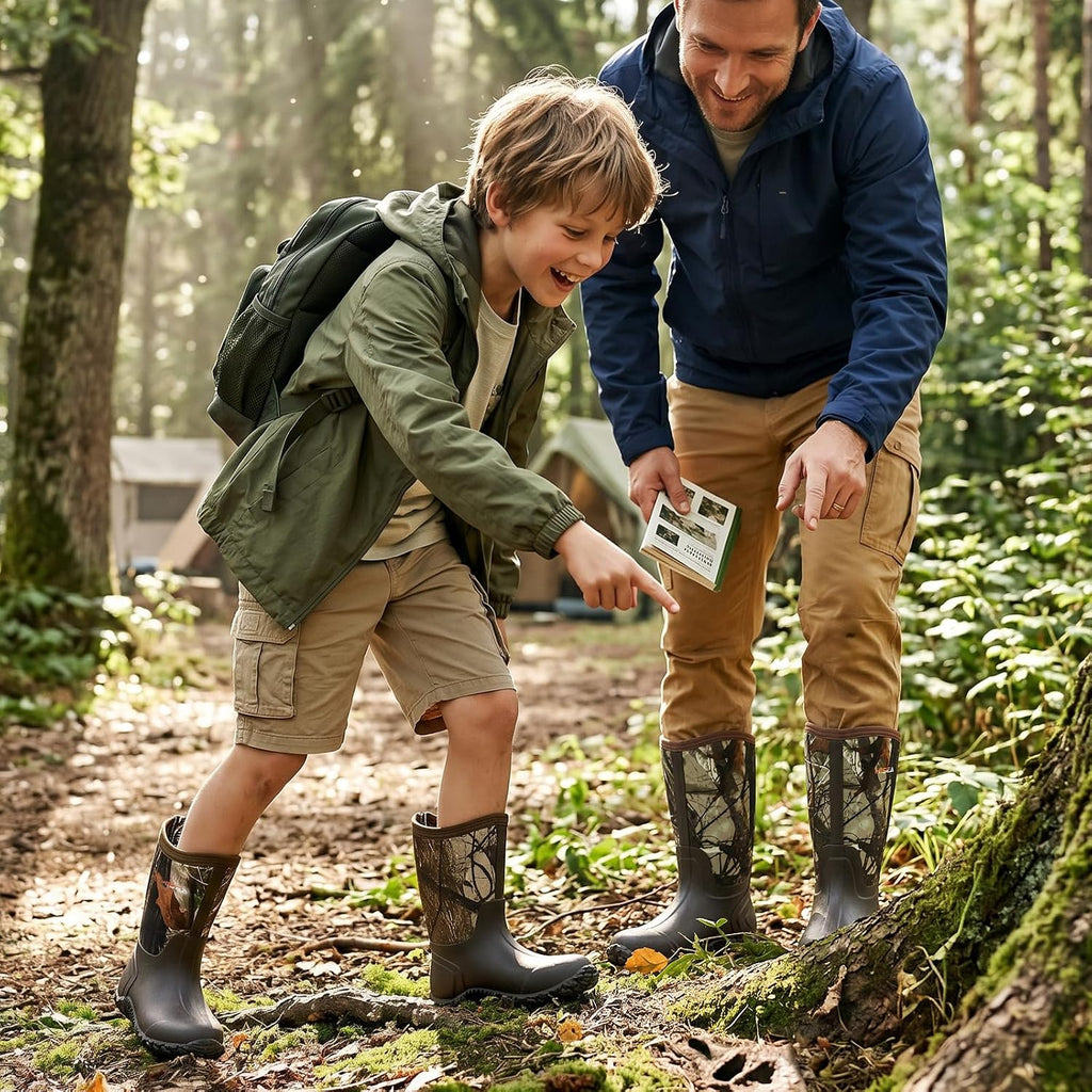 Barefoot Friendly Rain Boots for Kids Insulated Hunting Rubber Shoes
