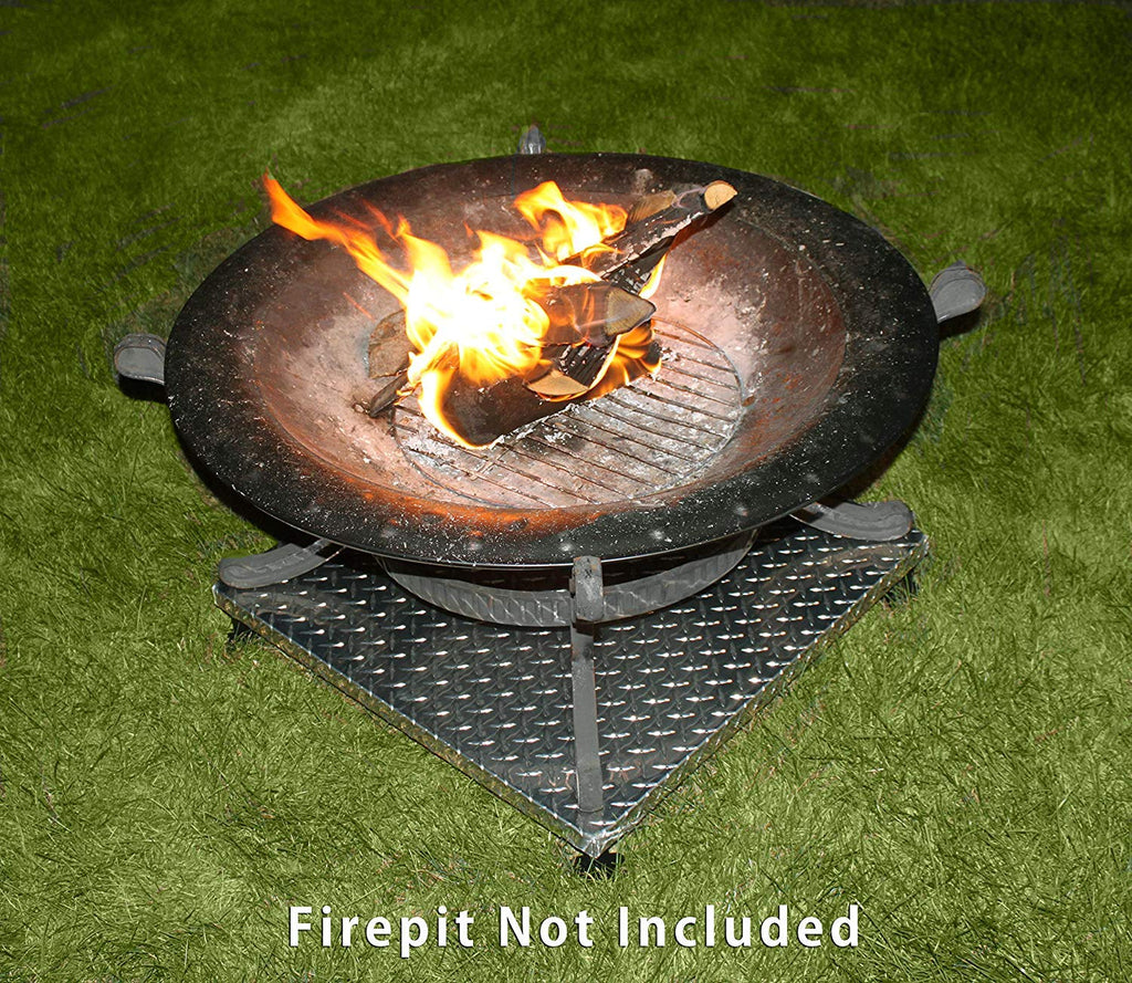 Deck Defender & Grass Guard - Fire Pit Base & Heat Shield - Polished Metal Fireproof Pad for Under Fire Pit - Heat