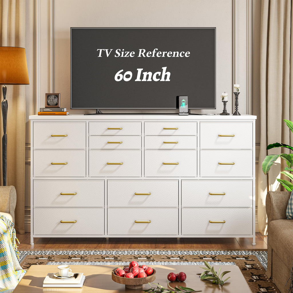 16 Drawer with Charging Station, Rustic White
