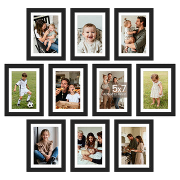 5x7 Picture Frame, Photo Collage Wall Decor Set of 10, Black
