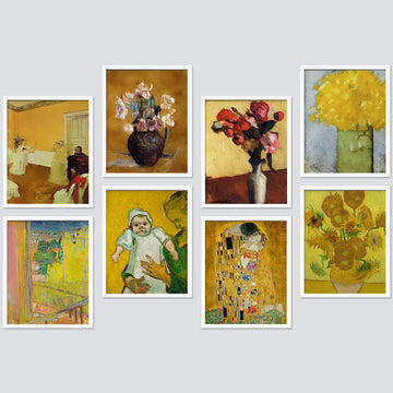 Framed Poster Bathroom Decor 11"x14"x 8 White White, Wall Art Room Decor Multicolor Gustav Klimt Van Gogh Sunflower