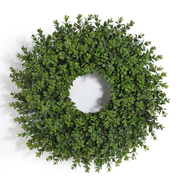 26" Artificial Boxwood Wreath for Front Door, Faux Plant Wreath Spring Decor