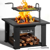 Fire Pit with BBQ, Outdoor Fire Pit for Wood Burning, Patio Firepits for Outside with Grill