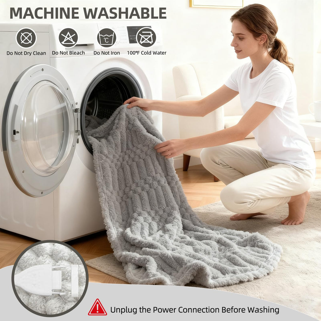 Heated Blanket Flannel Blanket Throw, 50"X 60"Electric Heating Blanket with ETL & FCC & 12 Heating Levels & Auto Shut