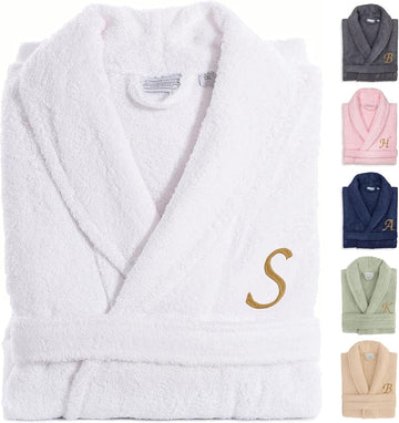 Aristocrat Custom Embroidered 100% Turkish Cotton Bathrobe -Personalized Robe, Soft Terry Cloth Unisex Bathrobe
