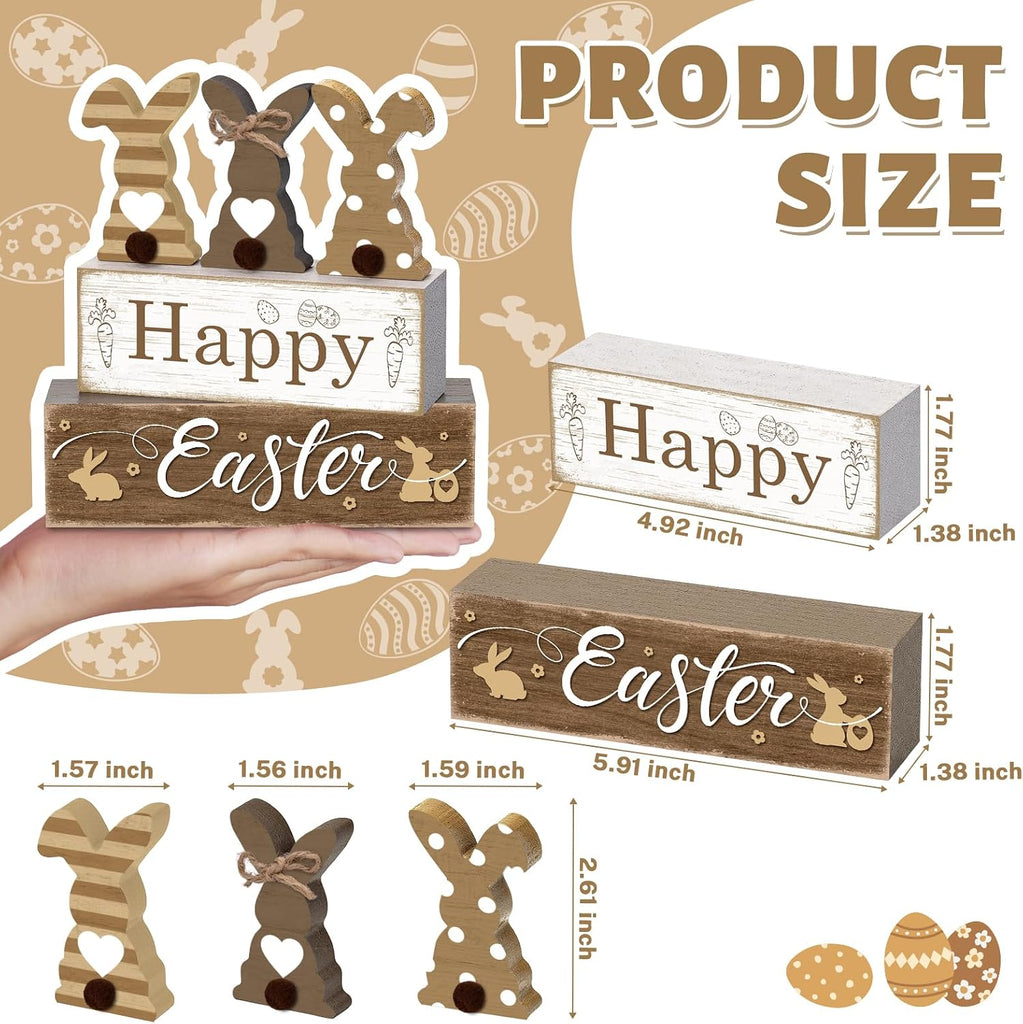 Tiered Tray Decor Set, , Wooden Table Sign, Bunny Easter - Set of 4