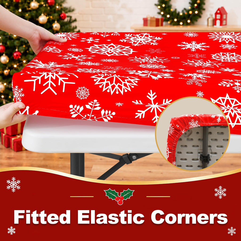 Christmas Table Cloth, Waterproof Plastic Table Cover for 3.5FT Table