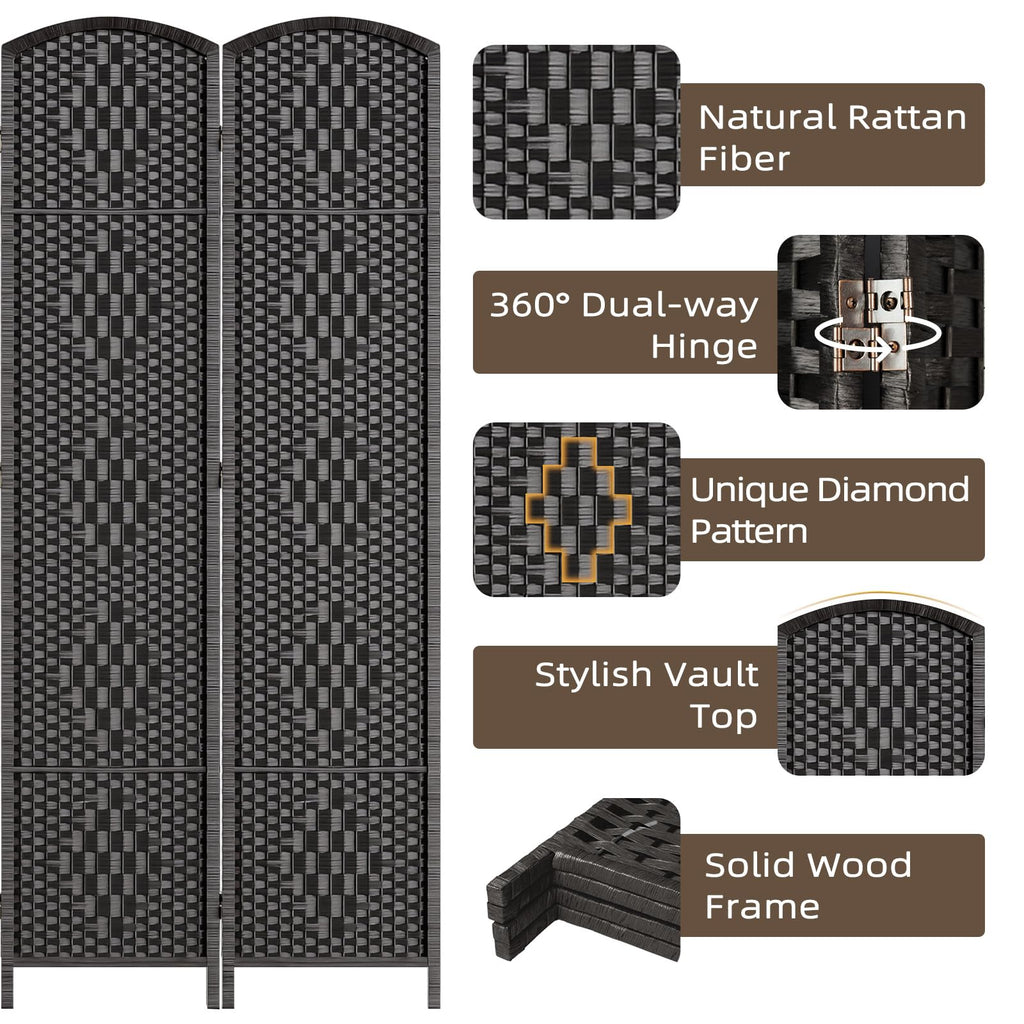 Room Divider Panel, 6 Panel Partition Room Dividers Screen, Black