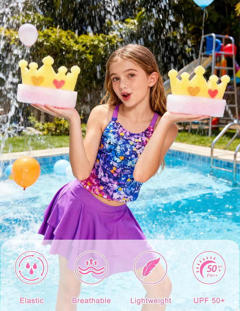 Girls Tankini Swimsuit Two Piece Bathing Suits with Shorts
