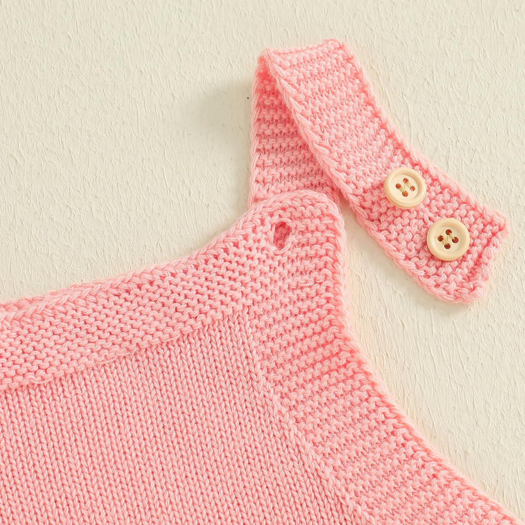 Newborn Christmas Sweater Romper Infant Baby Girl Crochet Knit Sweaters Rompers Embroidery Outfit Xmas Bodysuit Pink