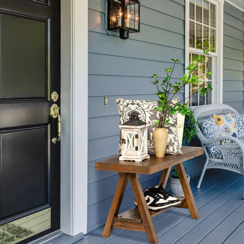 30" Farmhouse Solid Wood Bench, Rustic Indoor Storage Bench
