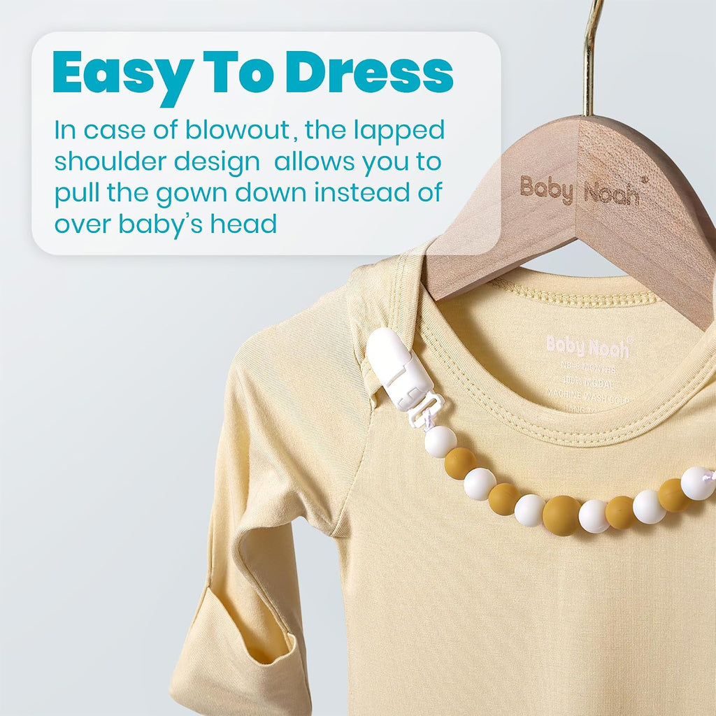 Newborn Baby Knotted Gown, Baby Girl and Boy Sleeping Bag with Mittens and Hat & Bowknot Set
