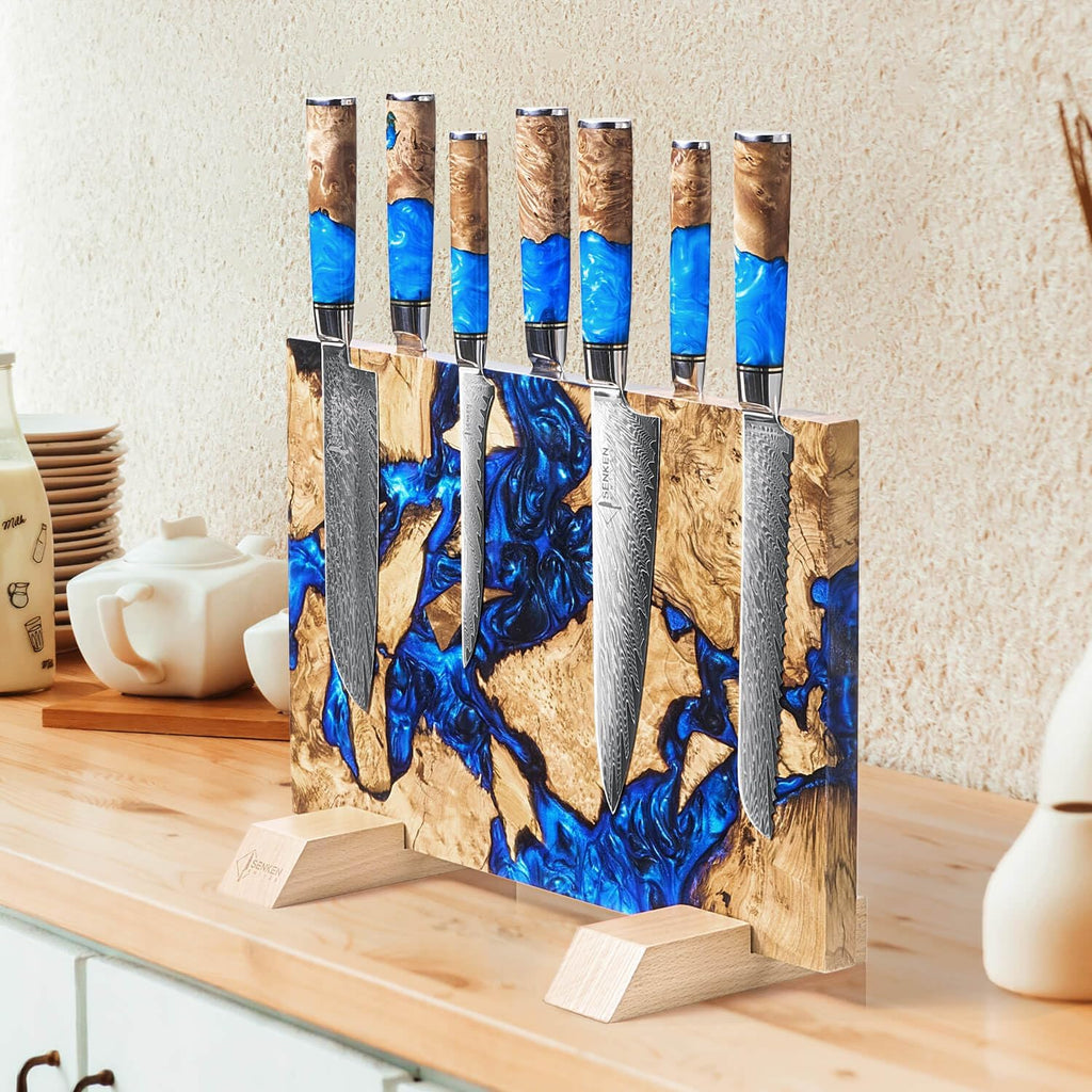 "Dark Tsunami" Extra Large Magnetic Knife Block - Holds Up to 16 Knives - Knife Block without Knives, Beautiful Dark