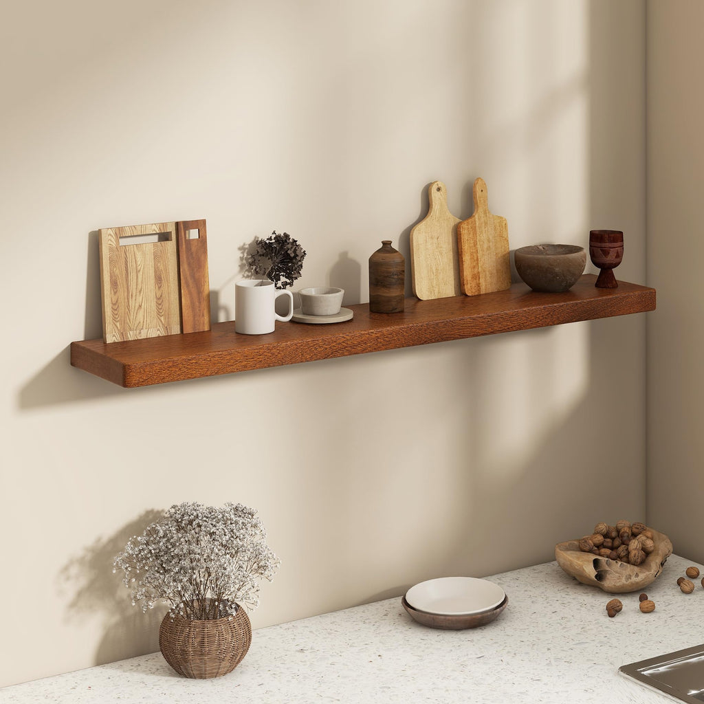 48 Inch Floating Shelves, Rustic Solid Wood Wall Shelves Set of 1, 8 Inch Deep Floating Shelf, Heavy-Duty Wooden