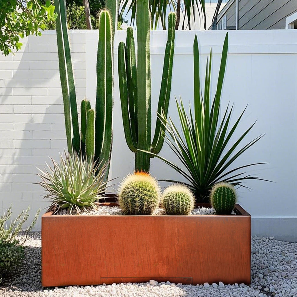 Corten Steel Rectangular Planter Box - 36" Lx12 Wx16 L. Pre-Rusted Weathering Steel Planter, Heavy Duty Rustic Finish