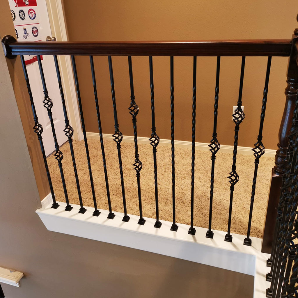 Stair Parts - Long Twist Iron Balusters (Contractor Pack of 10) Metal Balusters - 1/2" Long Twist Metal Spindles