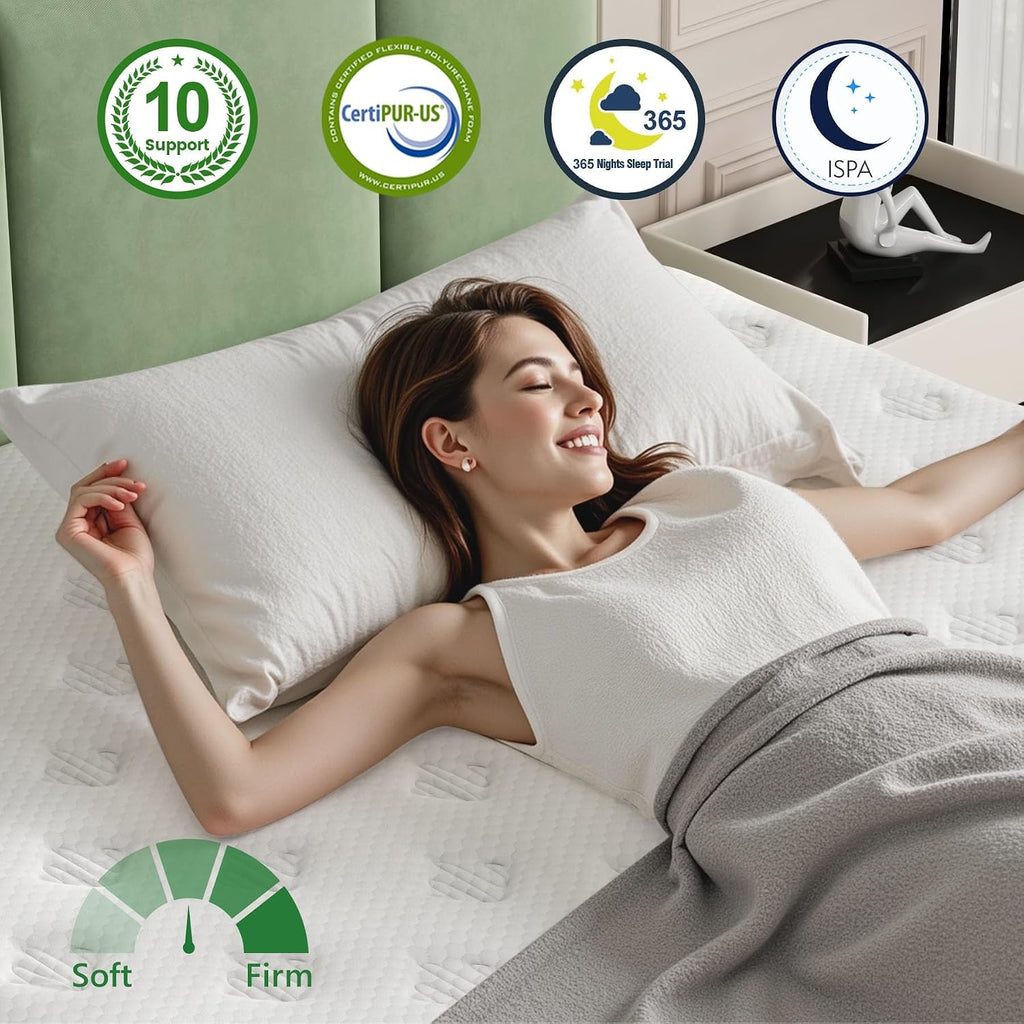 Luxury King Size Mattress, 12 Inch Hybrid Mattress in a Box, Medium Firm | 7-Zones Extra Hip/Shoulder/Lumbar Support