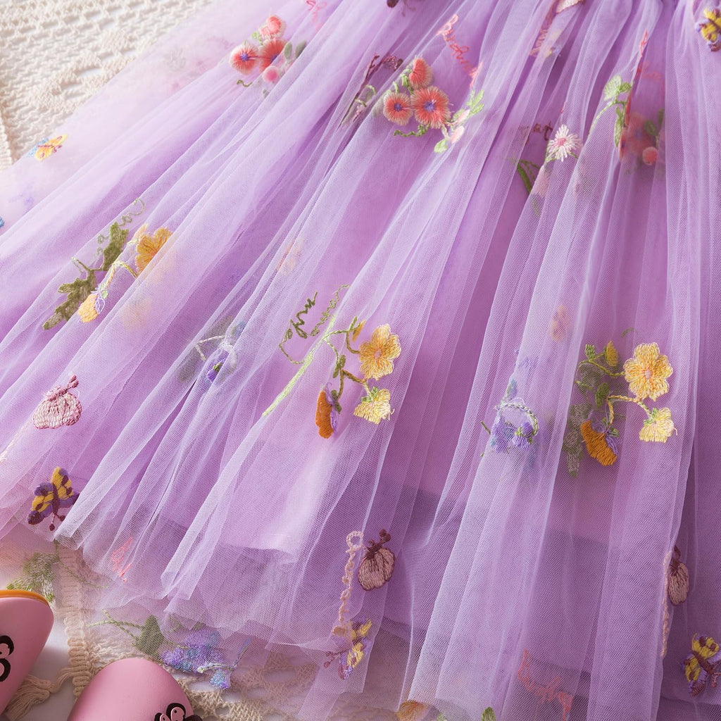 Baby Girl Tulle Dress Casual Flower Embroidery Toddler Dresses