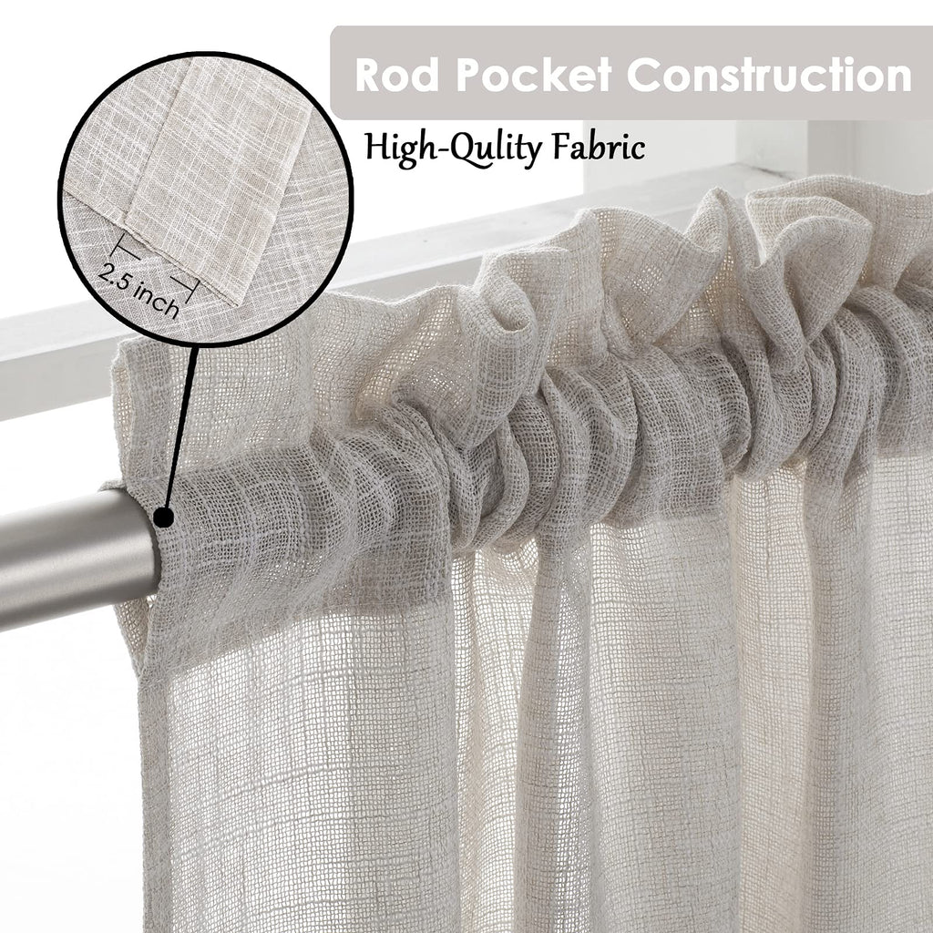 Beda Home Tassel Linen Textured Swag Curtain Valance, Nature, 52 x 18 in