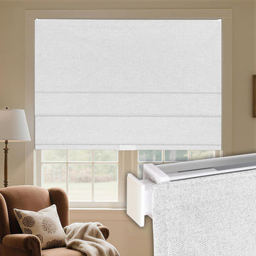 No Drill Cordless Roman Shades for Windows,34" Wx64 H,Blackout Fabric Blinds for Indoor Windows,UV Privacy Protection