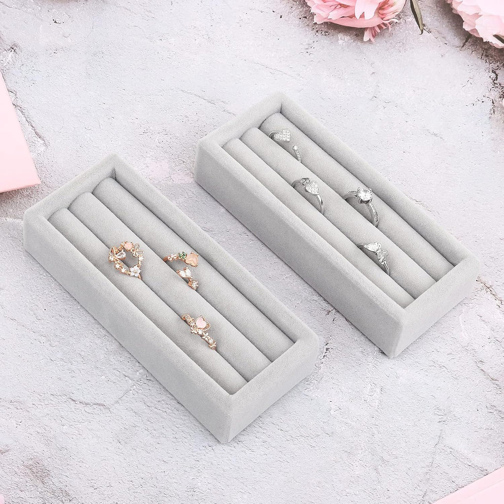 Small Jewelry Tray, Ring Organizer, Velvet Jewelry Display Tray, Stackable Jewelry Organizer Trays, Jewelry - Set of 2