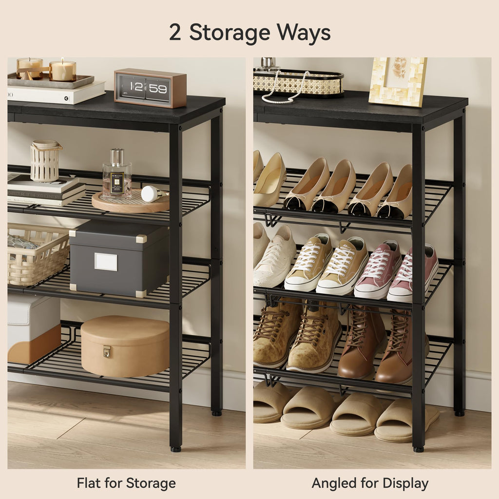 Shoe Rack for Closet, 4 Tier Shoe Organizer, Shoe Shelf with Storage Shelves and Spacious Top, Max Holds 16 of