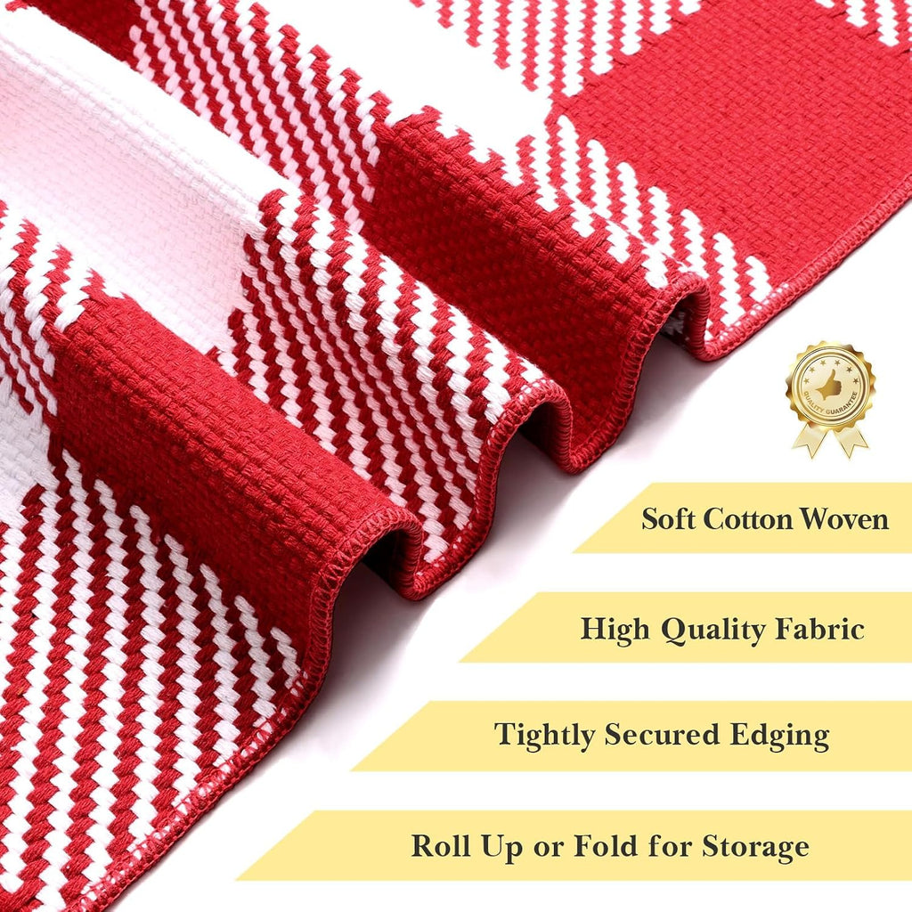 Outdoor Rugs, Red and White Area Rug Checkered