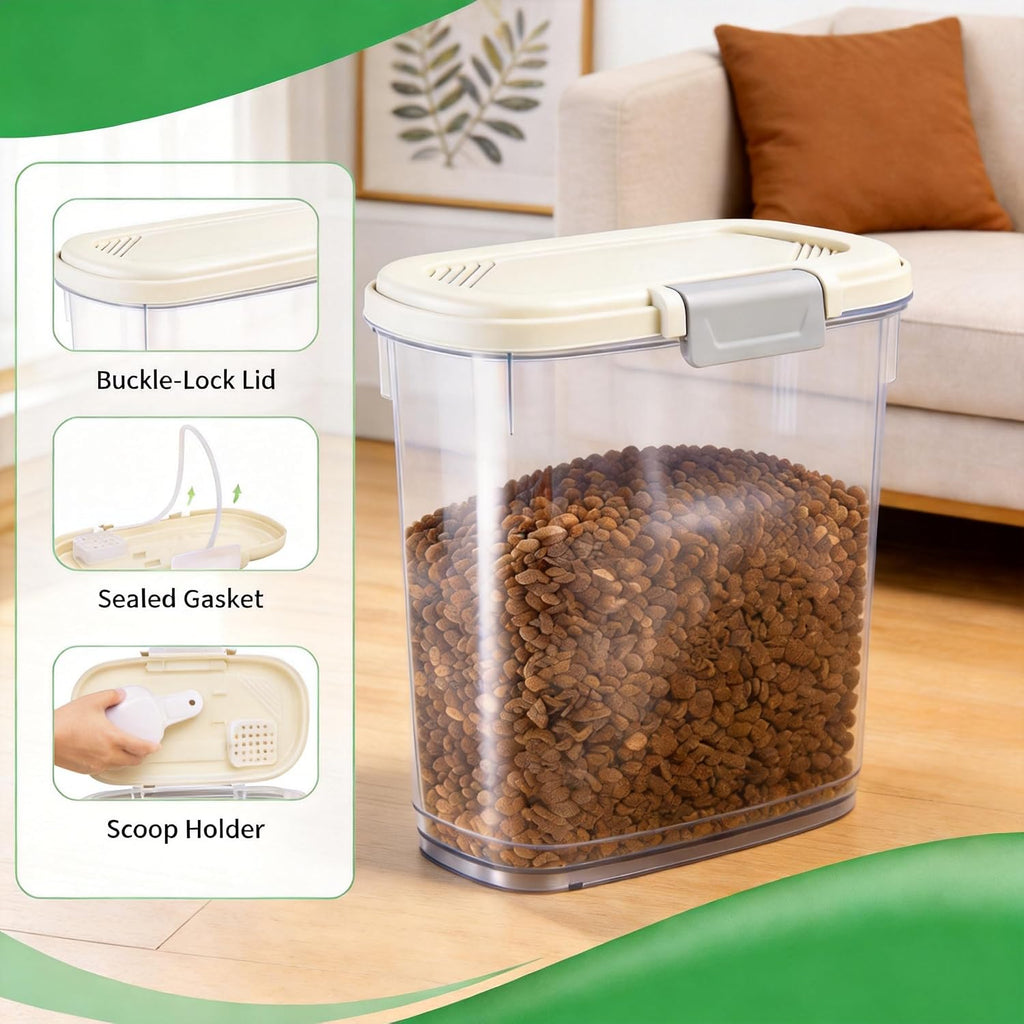 Airtight Dog Cat Pet Food Storage Container 10 Lbs, Slim Tall Dry Food Bin