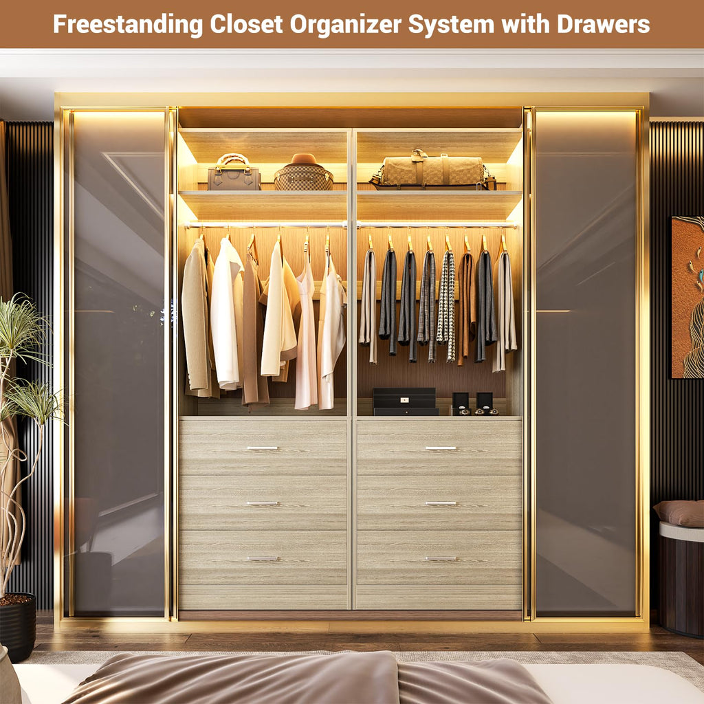 Closet Systems with 12 Wood Drawers, Closet System Set of 4