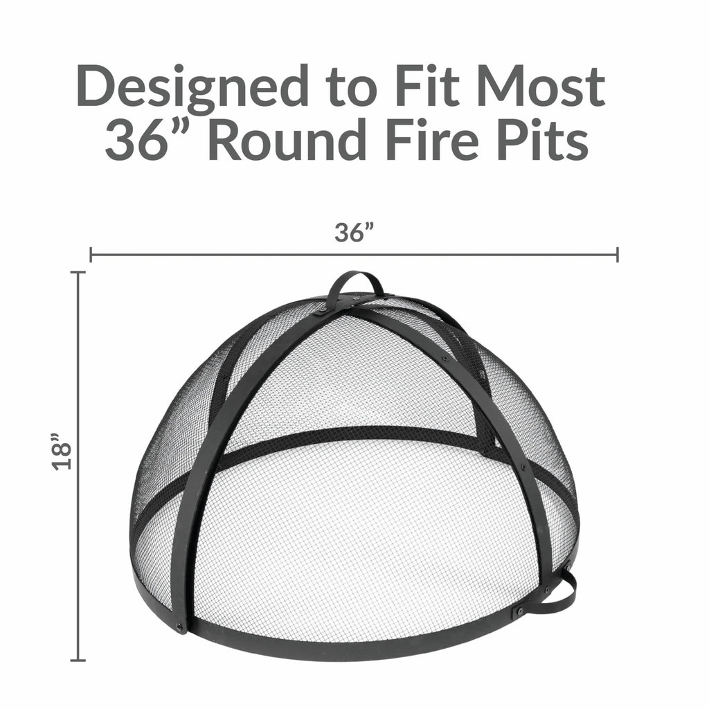 Outdoor Fire Pit Screen Cover, Round, Easy Access Door, 36" Dia