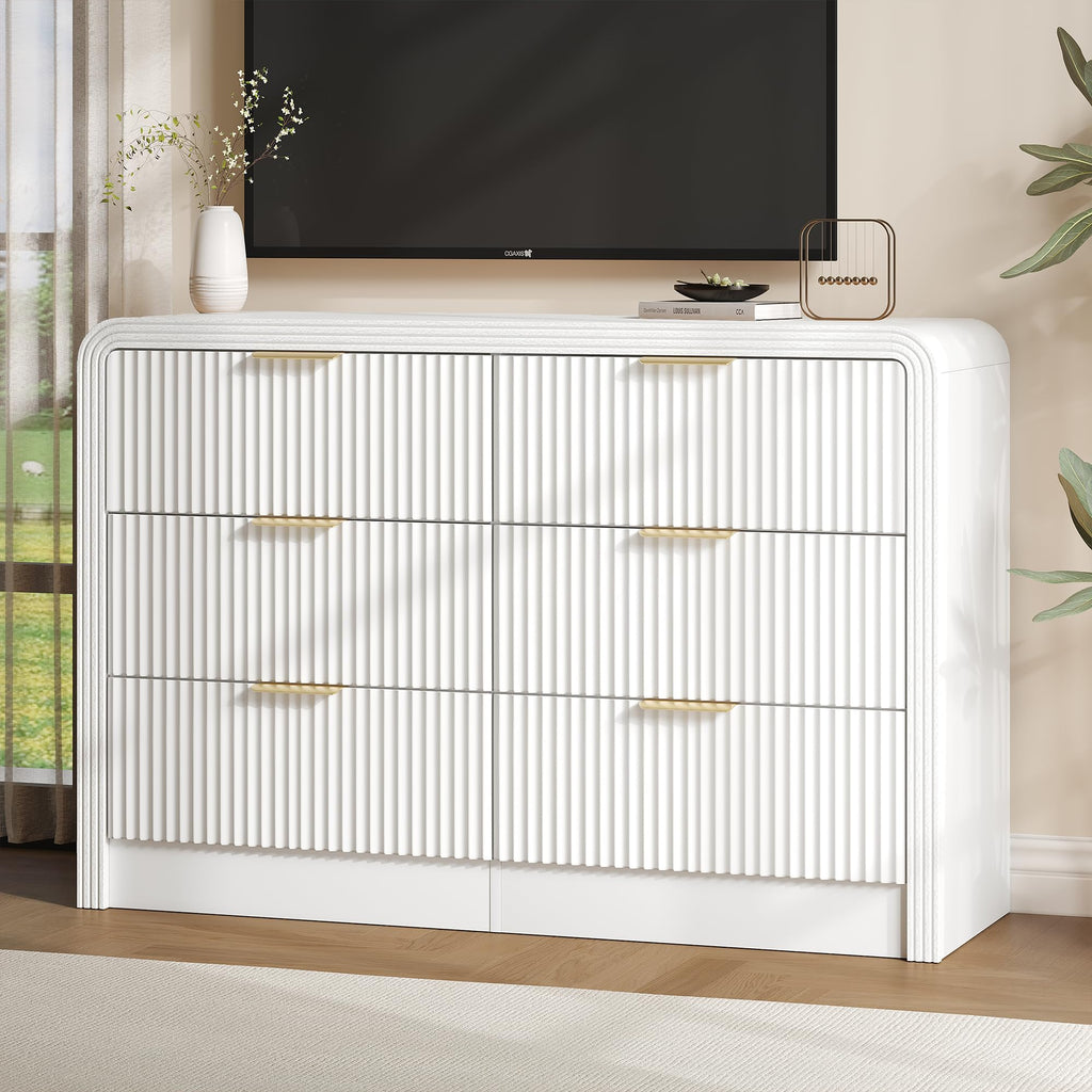 47" H Fluted 6-Drawer, Pure White