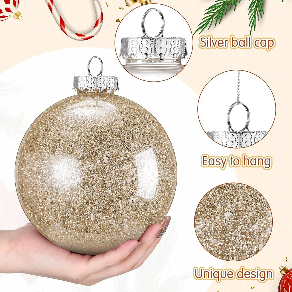 4 Pcs 6 Inch Large Clear Plastic Christmas Ball Ornaments Christmas Decoration Balls Xmas Bulbs Ornaments Balls
