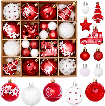 Christmas Ornaments, Various Styles of Christmas Ball Ornaments, Shatterproof Christmas Balls for Holiday Xmas - Set of 42