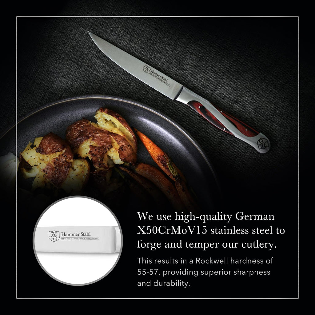 Stahl Steak Knives Set Of 4 | High Carbon German Steel Kitchen Knife Set | Stainless Steel Knife Set With Ergonomic
