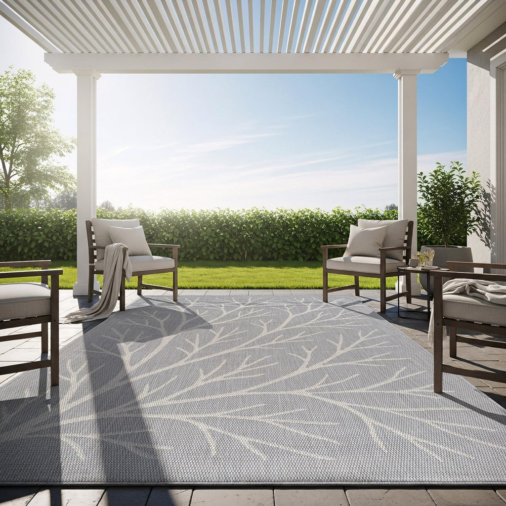 Washable Indoor Outdoor Rug 6x9 Modern Area Rugs Branch Pattern Non Shedding Waterproof Easy Clean Patio Deck Porch