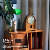 Grandfather Mantel Clock with Hour/Quarter-Hour Chime,Elegant Wooden Frame,Gold-Tone Pendulum Table Clocks