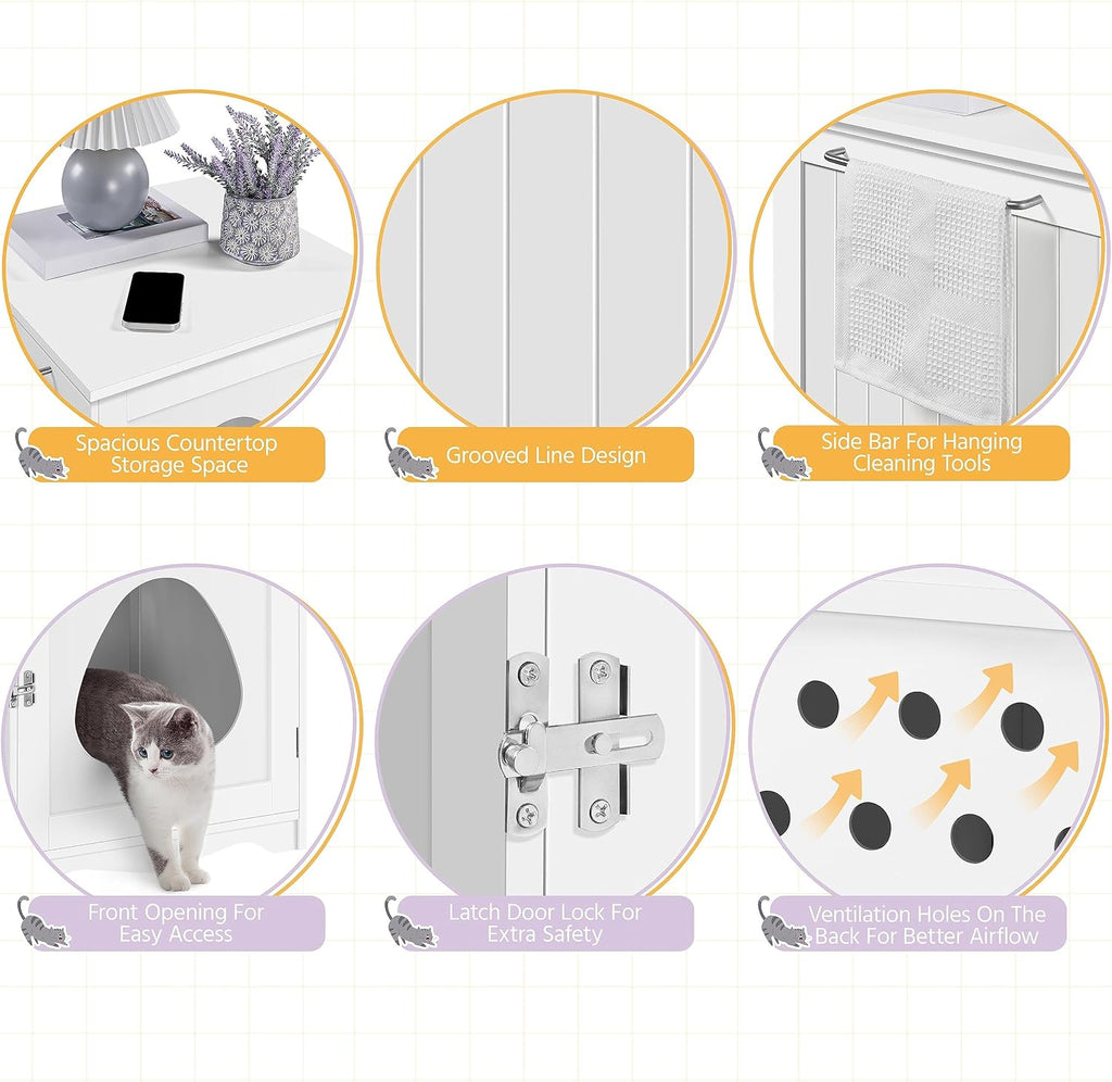 Hidden Cat Litter Box Enclosure Furniture, Side Table Design