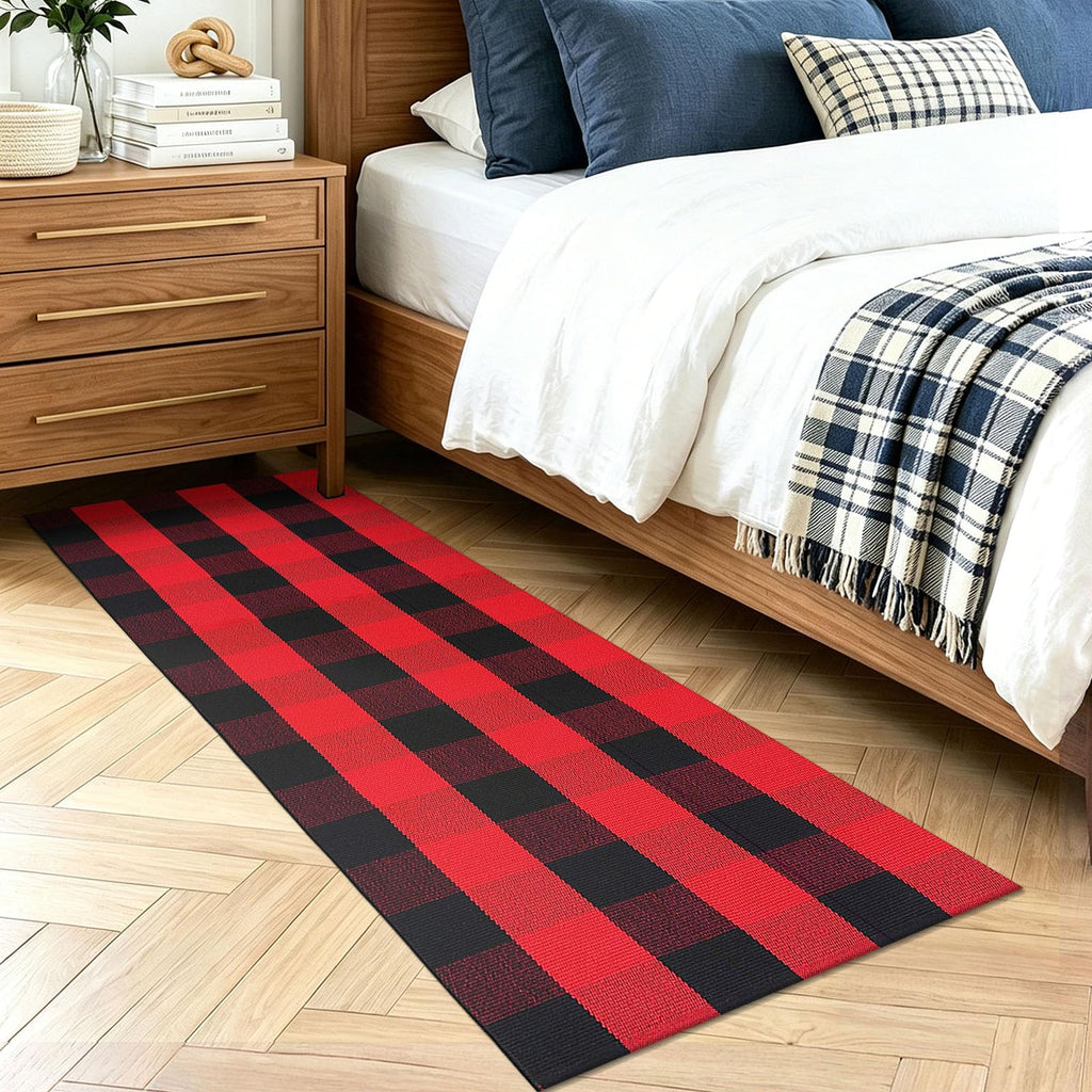 Buffalo Plaid Rug Christmas Runners s, Red Black