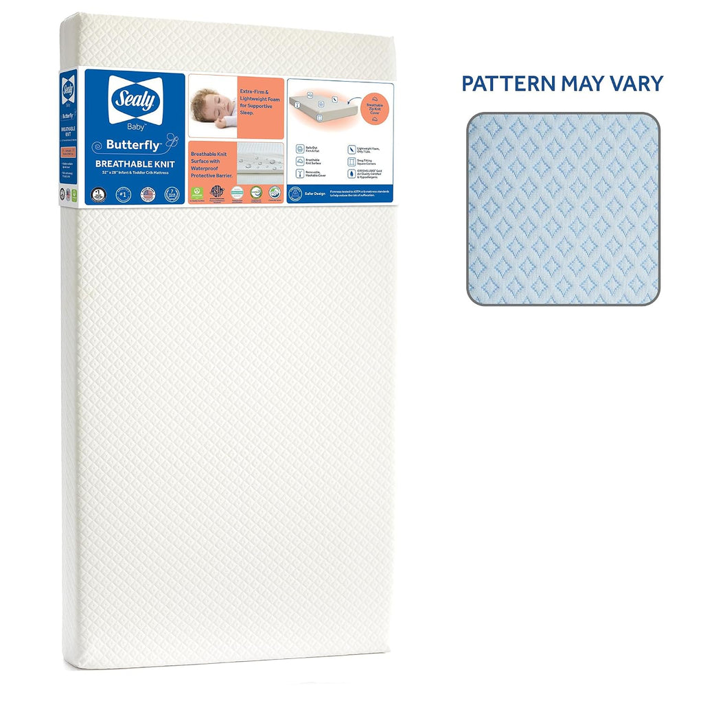 Infant & Toddler Crib Mattress - Butterfly Knit Premium Foam, Waterproof and Breathable, Non Toxic Washable Zip off