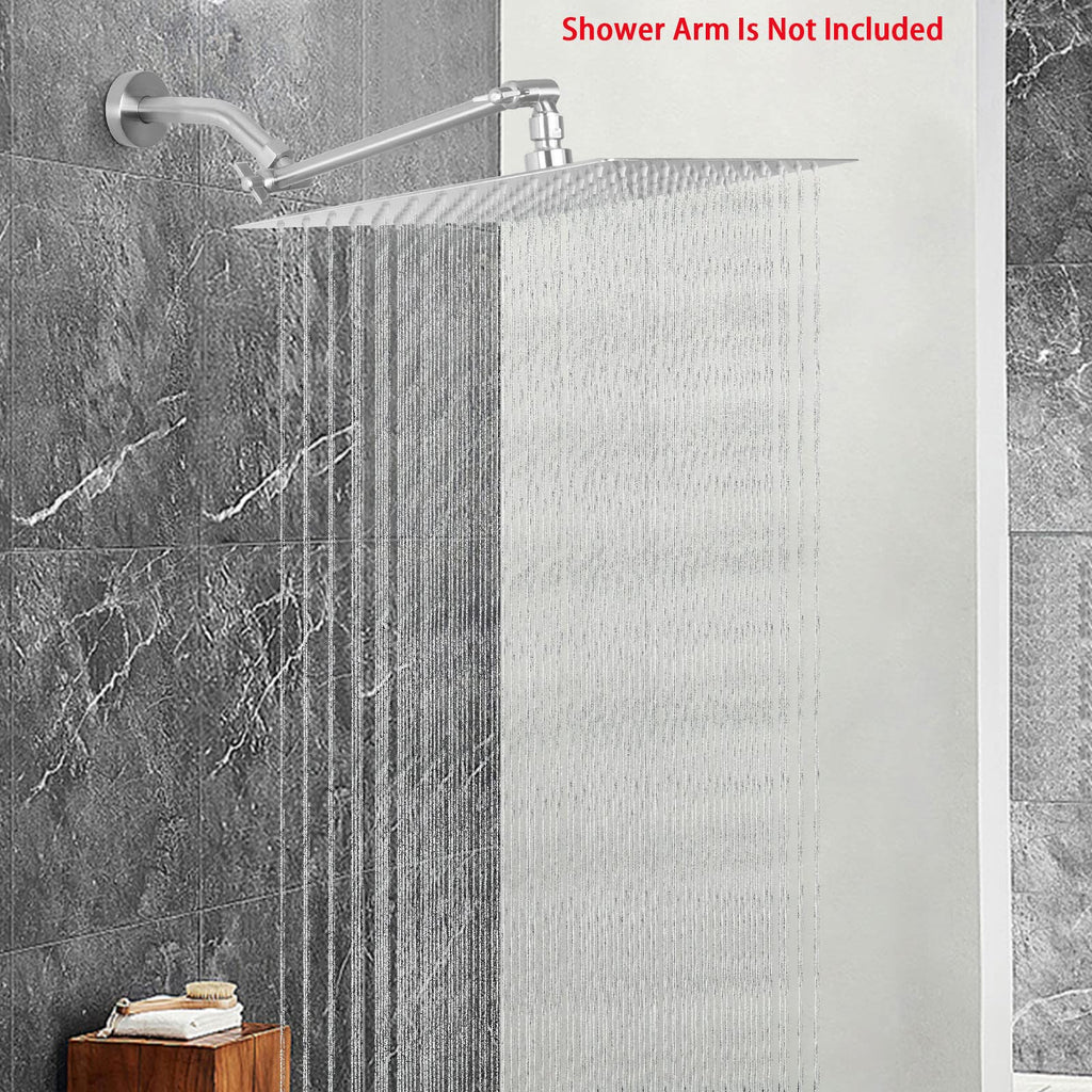 Rain Shower Head, High Flow Stainless Steel Square Rainfall Shower, High Pressure Design, Awesome Shower Experience