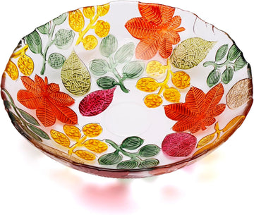 Large Hand Painted Colorful Crystal Glass Decorative Bowl.