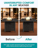 33" Outdoor Fire Pit Table, 50,000 BTU Square Propane Fire Pit Table with Lid, Glass Rock & Glass Wind Guard, HDPE Outdoor Furniture for Patio - Image 4
