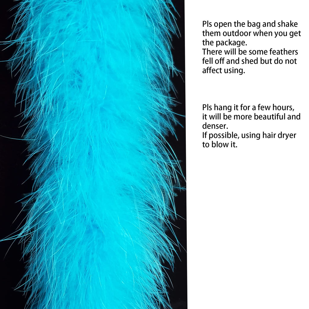 30g Fluffy Marabou Feather Boa for DIY Craft Sewing Trim Home Wedding Party Decoration-Blue - 2 Yards