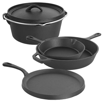 Assorted Pre-Seasoned OVEN SAFE, Cast Iron Cookware Set, 5 Piece, Black