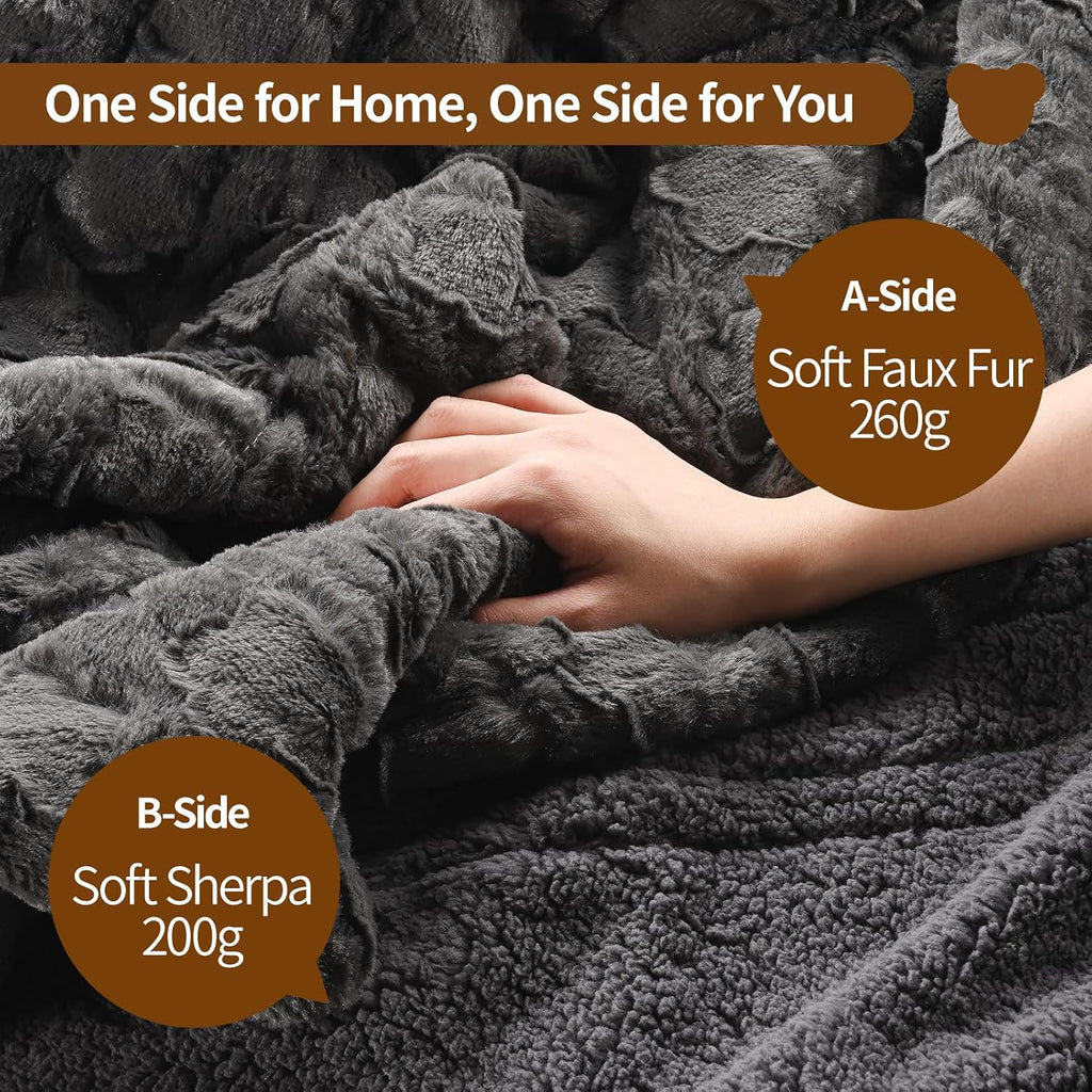 Heated Blanket Twin Size, 62"x84" Electric Blanket with 10 Heat Levels & 1-12H Adjustable Auto Off, Faux Fur and