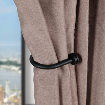 Curtain Holders, 2 Pack Matte Black Decorative Curtain Holdbacks for Wall Curtain Drapery